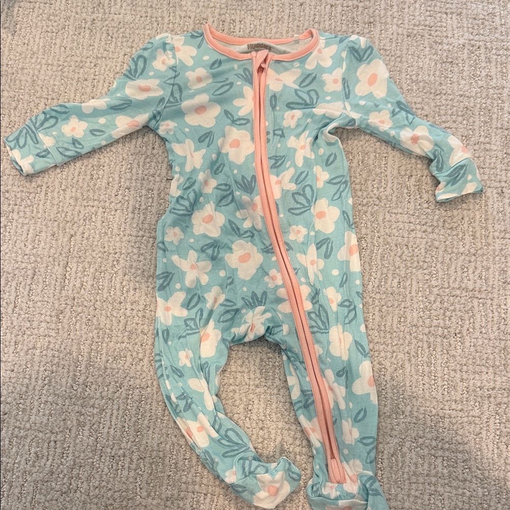 Huggies Floral Kids Footie in Teal and Pink